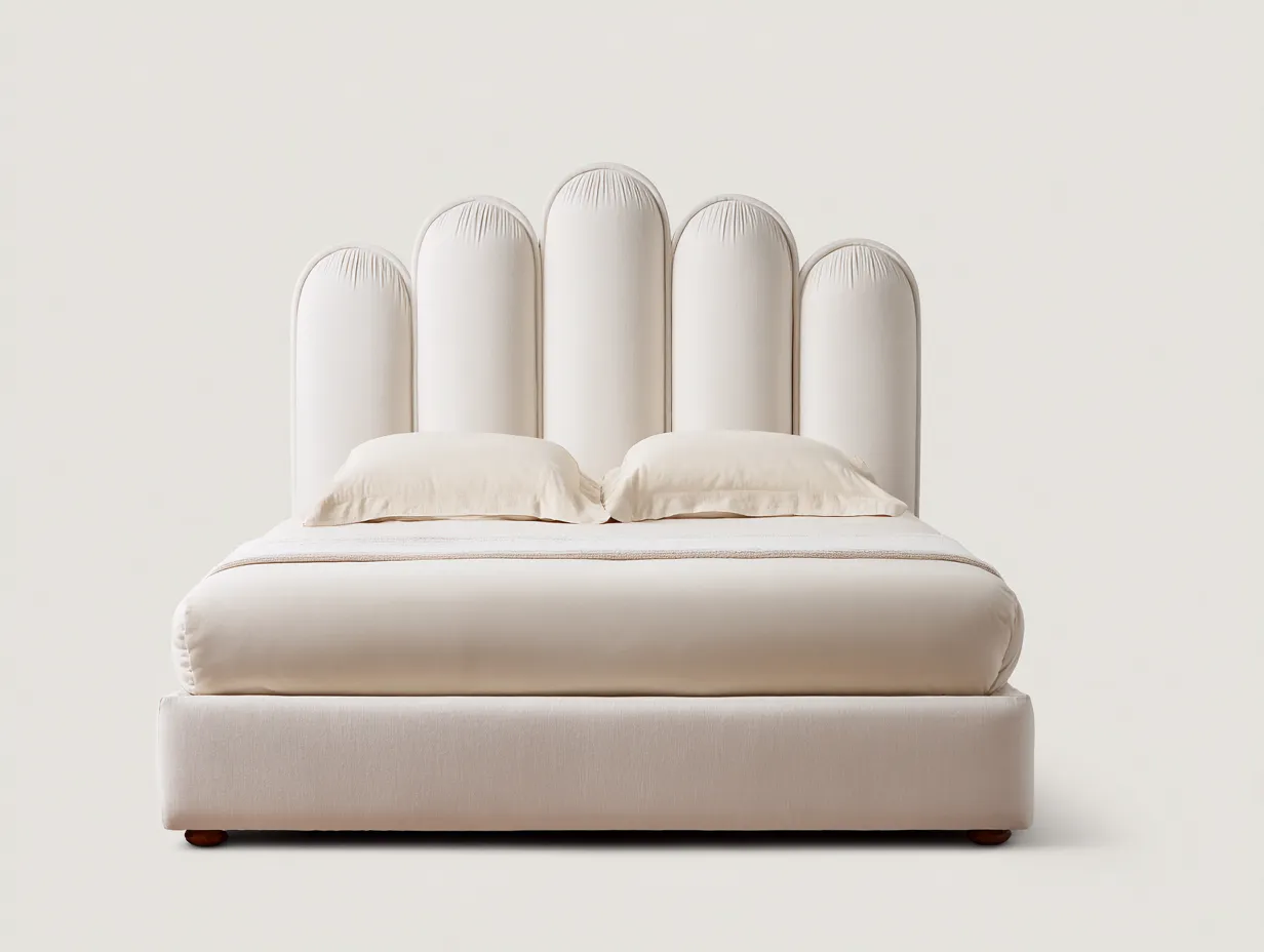 Cama doble tela 200x160x130 cm - blanco - diseño moderno