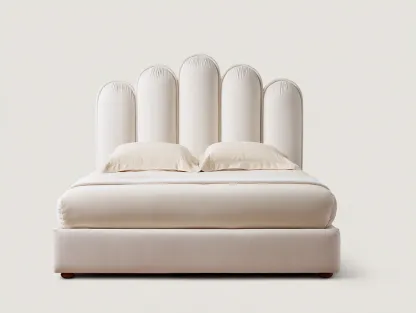 Cama doble tela 200x160x130 cm - blanco - diseño moderno