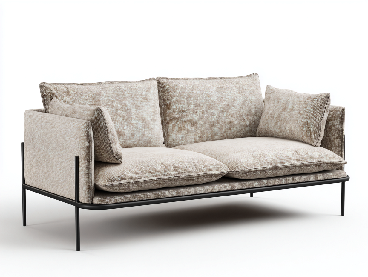 Sofá de 2 plazas tela 165x88x80 cm - beige - diseño moderno