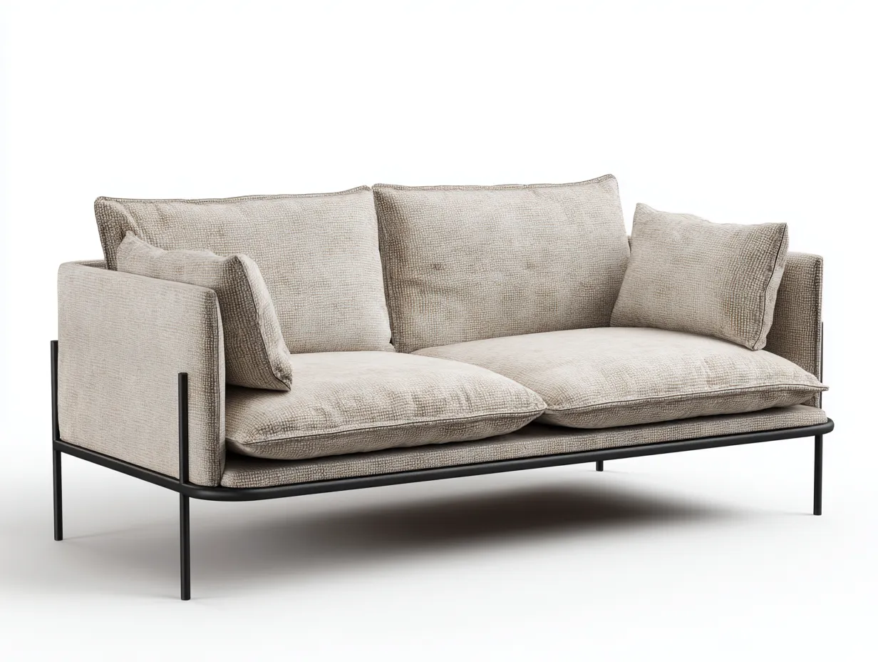 Sofá de 2 plazas tela 165x88x80 cm - beige - diseño moderno