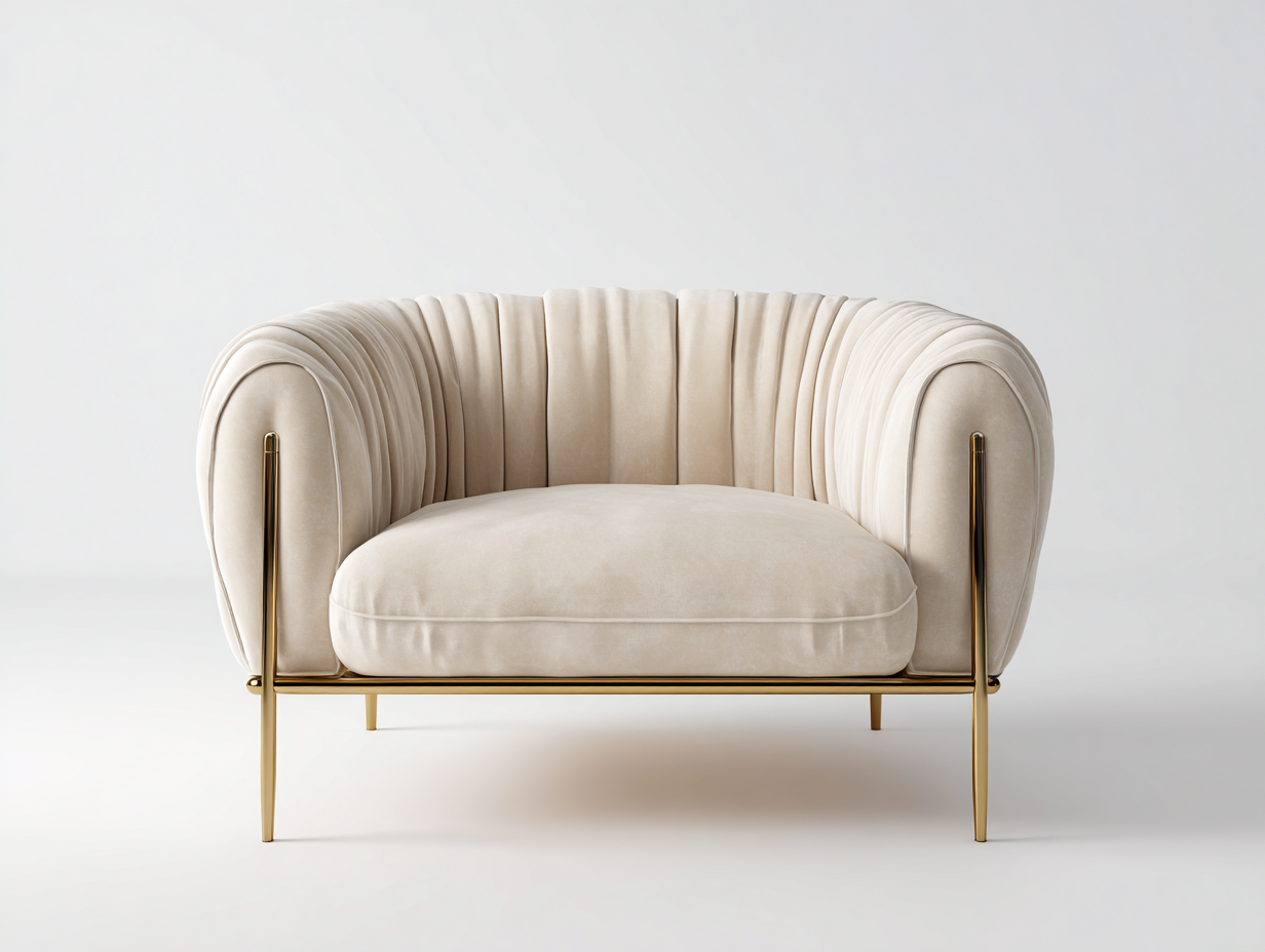 Sillón tapizado en tela 90x85x75 cm - beige - diseño moderno