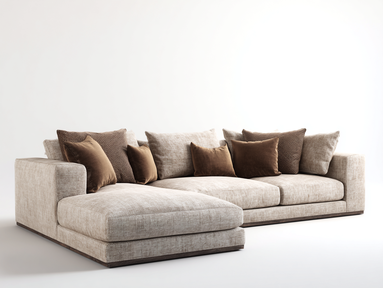 Sofá rinconero de tela 285x170x85 cm - beige - diseño moderno