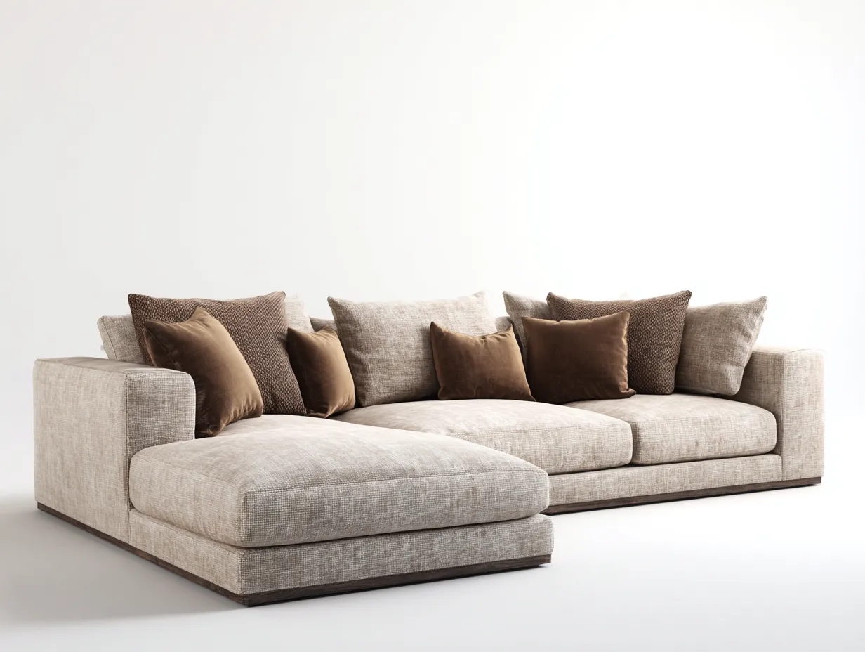 Sofá rinconero de tela 285x170x85 cm - beige - diseño moderno