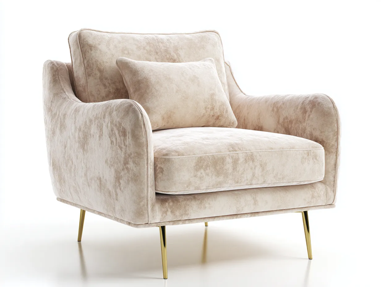 Sillón tapizado en tela 90x85x90 cm - beige - diseño moderno