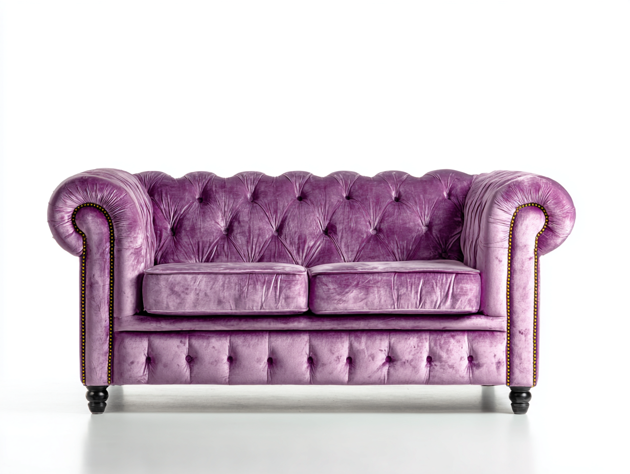 Sofá de 2 plazas terciopelo 165x90x75 cm - morado - estilo Chesterfield
