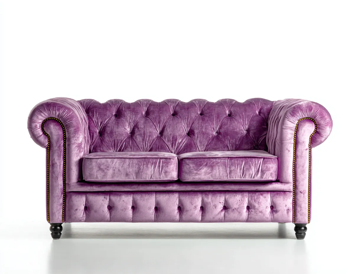Sofá de 2 plazas terciopelo 165x90x75 cm - morado - estilo Chesterfield