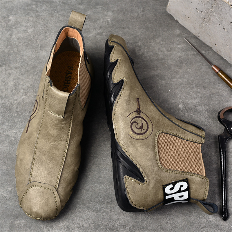 ???? Hot Sale! Limited Stock! ??????Men's Casual Soft Cowhide Slip-on Ankle Boots