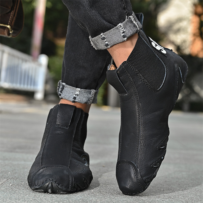 ???? Hot Sale! Limited Stock! ??????Men's Casual Soft Cowhide Slip-on Ankle Boots
