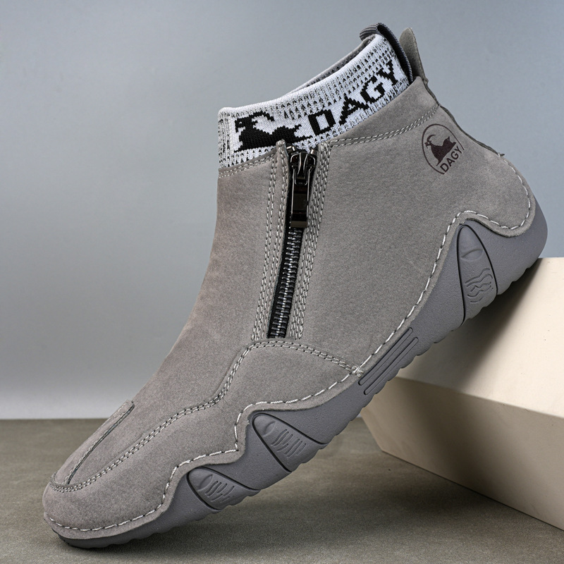 ???? Hot Sale! Limited Stock! ??????Men's Year-Round Lightweight Leather Slip-On Side-Zip Motorcycle Boots