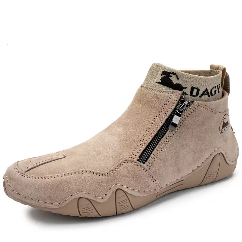 ???? Hot Sale! Limited Stock! ??????Men's Year-Round Lightweight Leather Slip-On Side-Zip Motorcycle Boots
