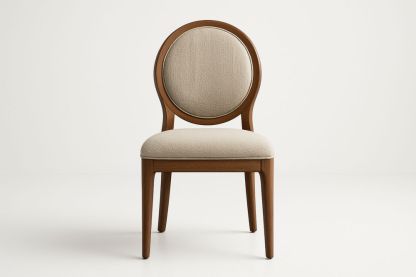 Chaise de salle à manger en bois de chêne avec assise en tissu polyester beige