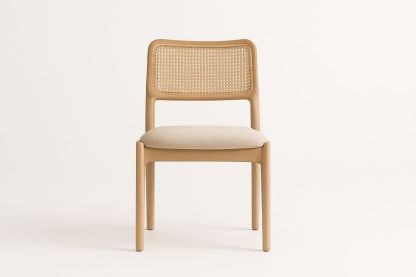 Chaise de salle à manger en bois de hêtre avec dossier en cannage