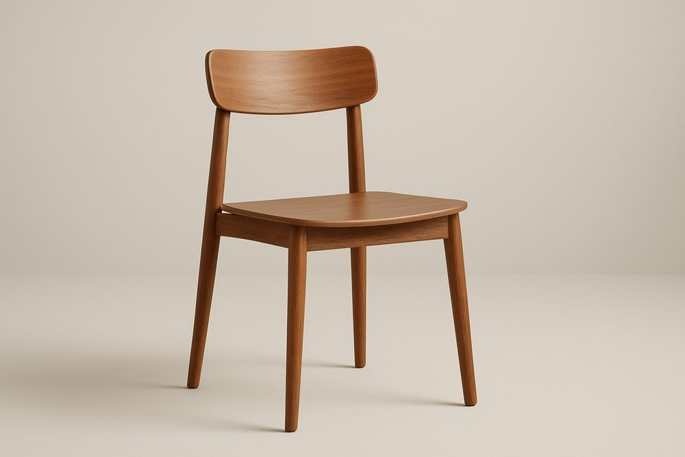 Chaise de salle à manger en bois massif avec dossier incurvé, marron