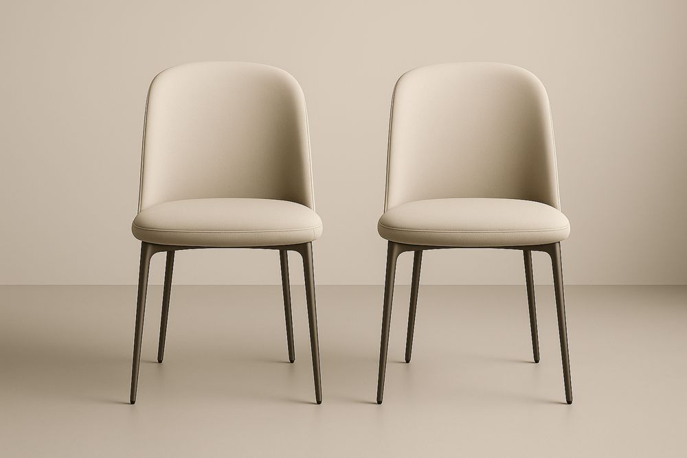 Paire de chaises de salle à manger avec revêtement en similicuir beige