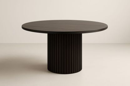 Table ronde de salle à manger en bois massif de chêne noir, Ø 150 cm