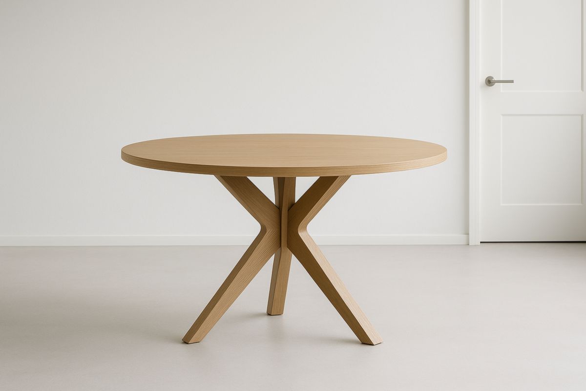 Table ronde en bois chêne 120 cm