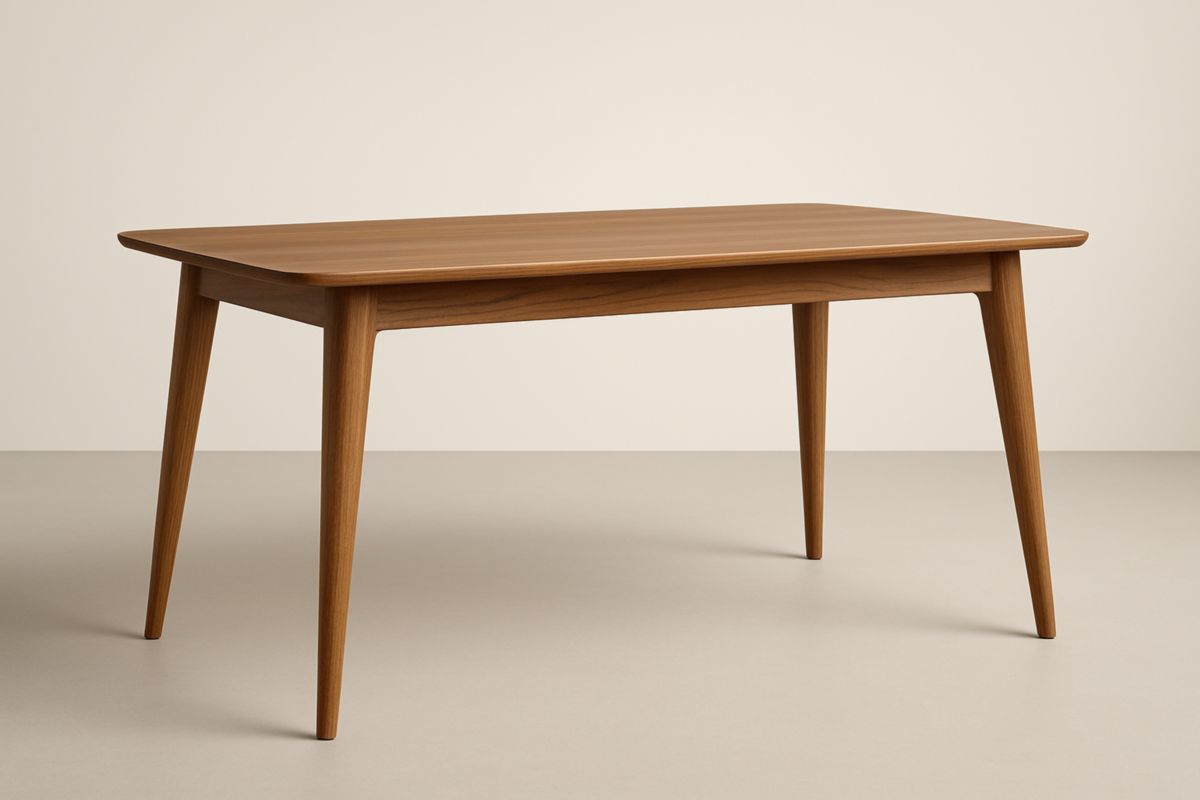 Table rectangulaire en bois de chêne brun