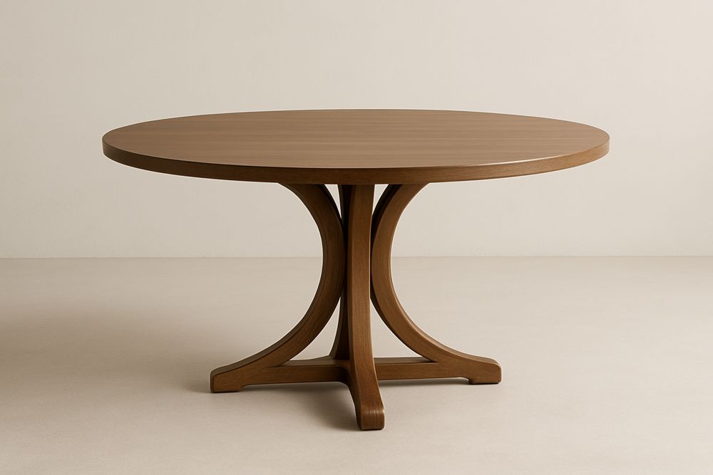 Table à manger ronde en bois massif Marron