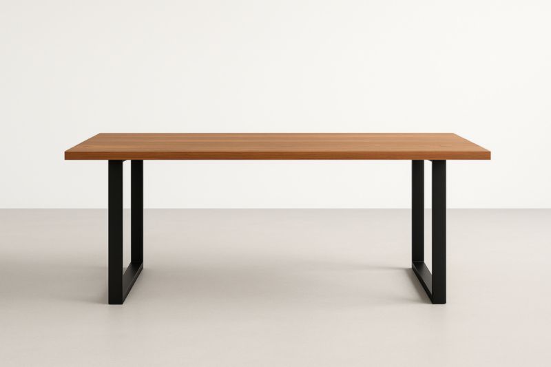 Table en bois avec pieds en acier noir 180 cm