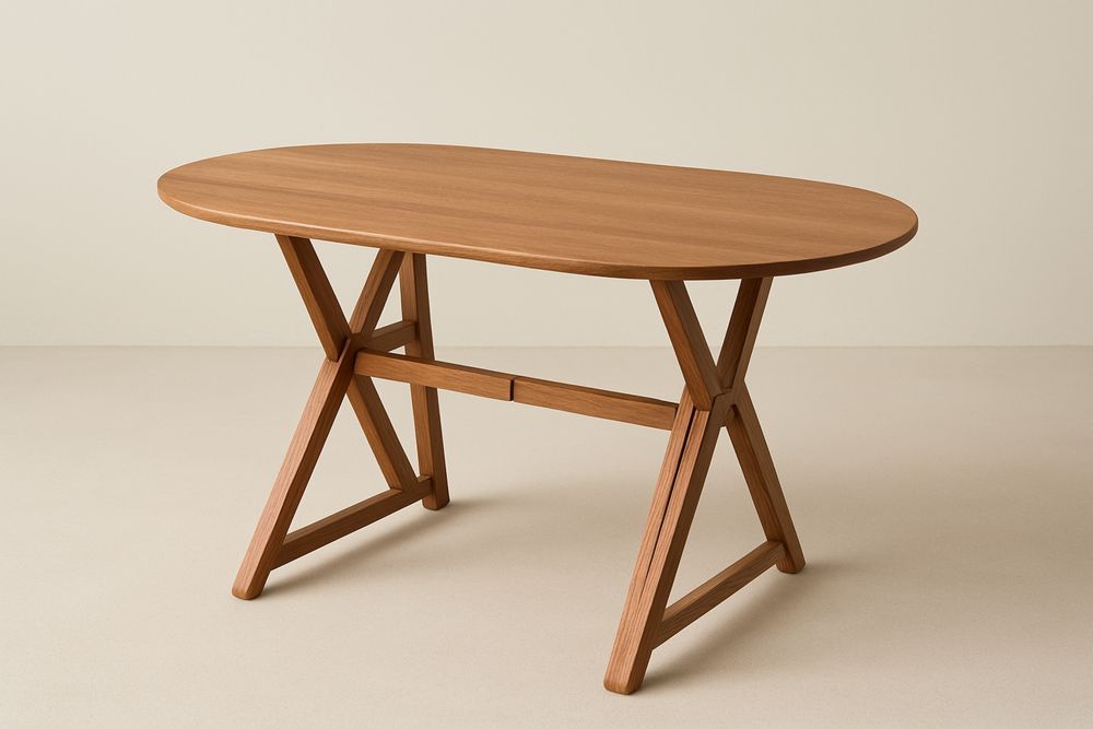 Table ovale en bois massif, couleur naturelle