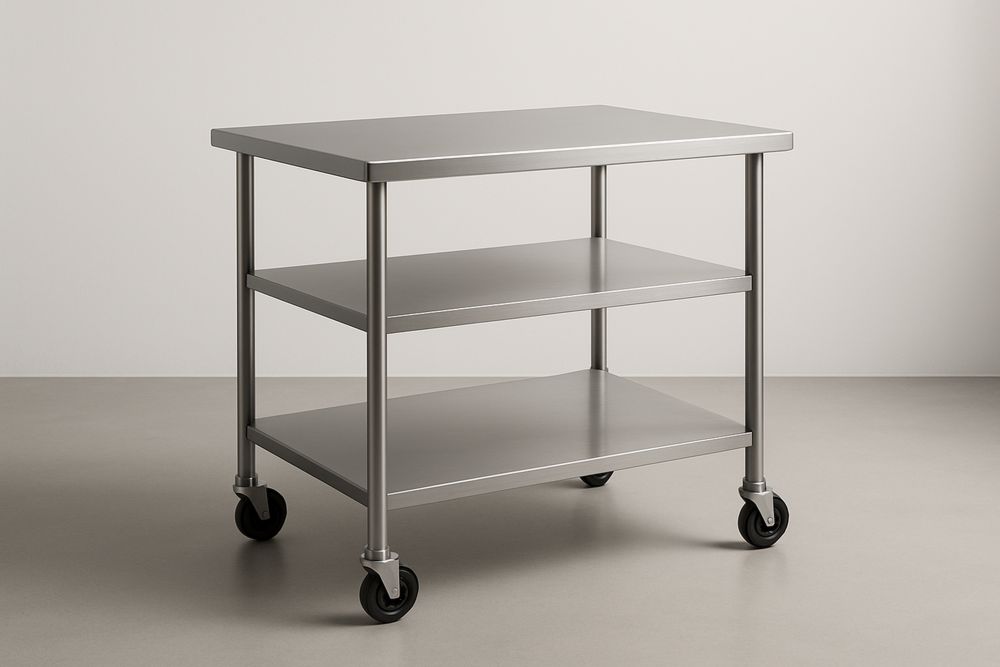 Chariot de restaurant en acier inoxydable avec roulettes