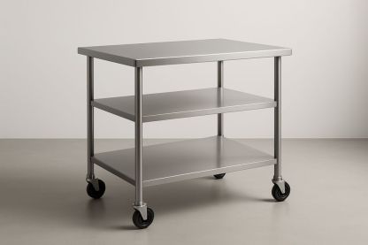 Chariot de restaurant en acier inoxydable avec roulettes