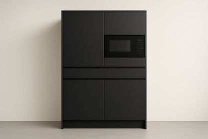 Armoire de cuisine noire avec micro-ondes intégré 180x100x60 cm