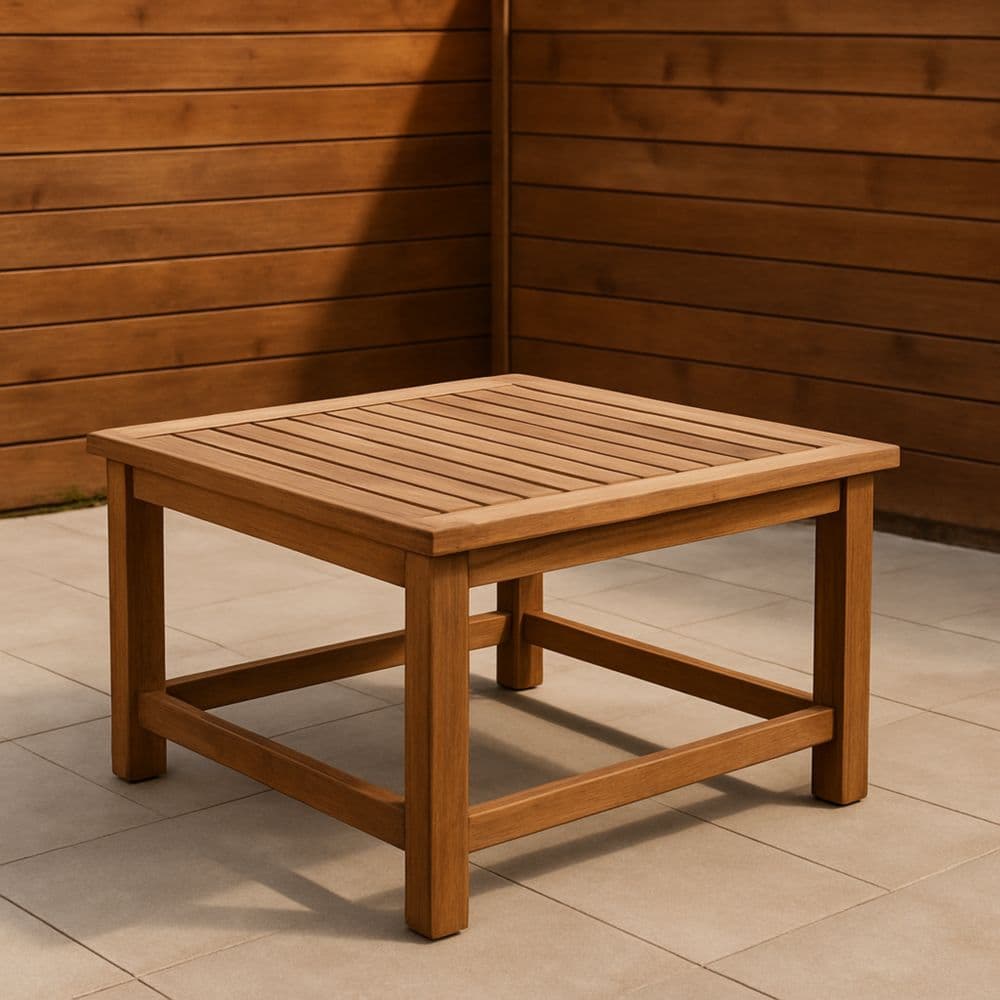 Tavolo quadrato in legno massello marrone 90x90x45 cm-Renolivro
