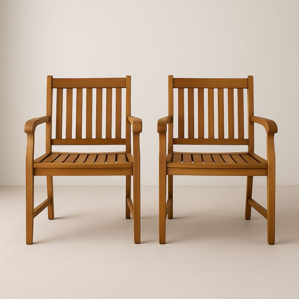 Set di 2 sedie da giardino in legno massello marrone-Renolivro