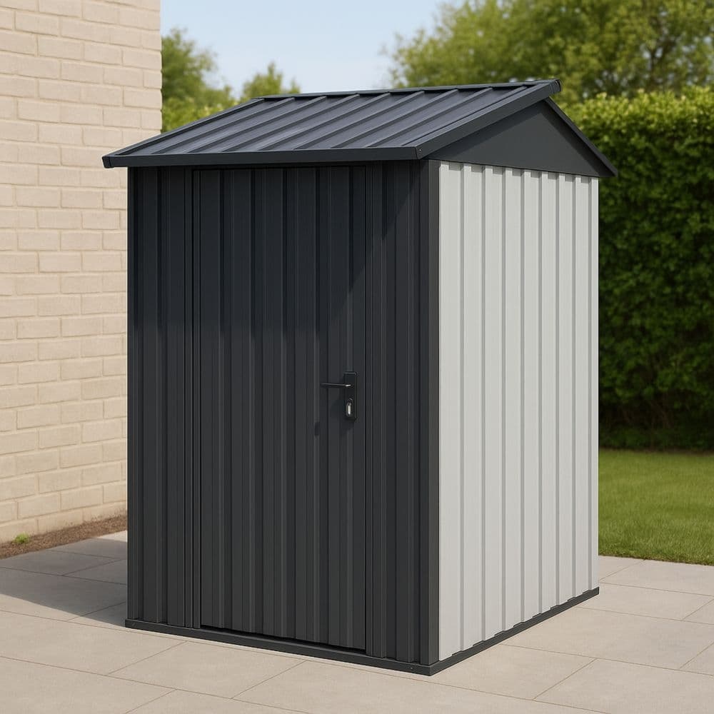 Capanno in Lamiera Zincata 190x125x200 cm Grigio/Nero per Esterni-Renolivro