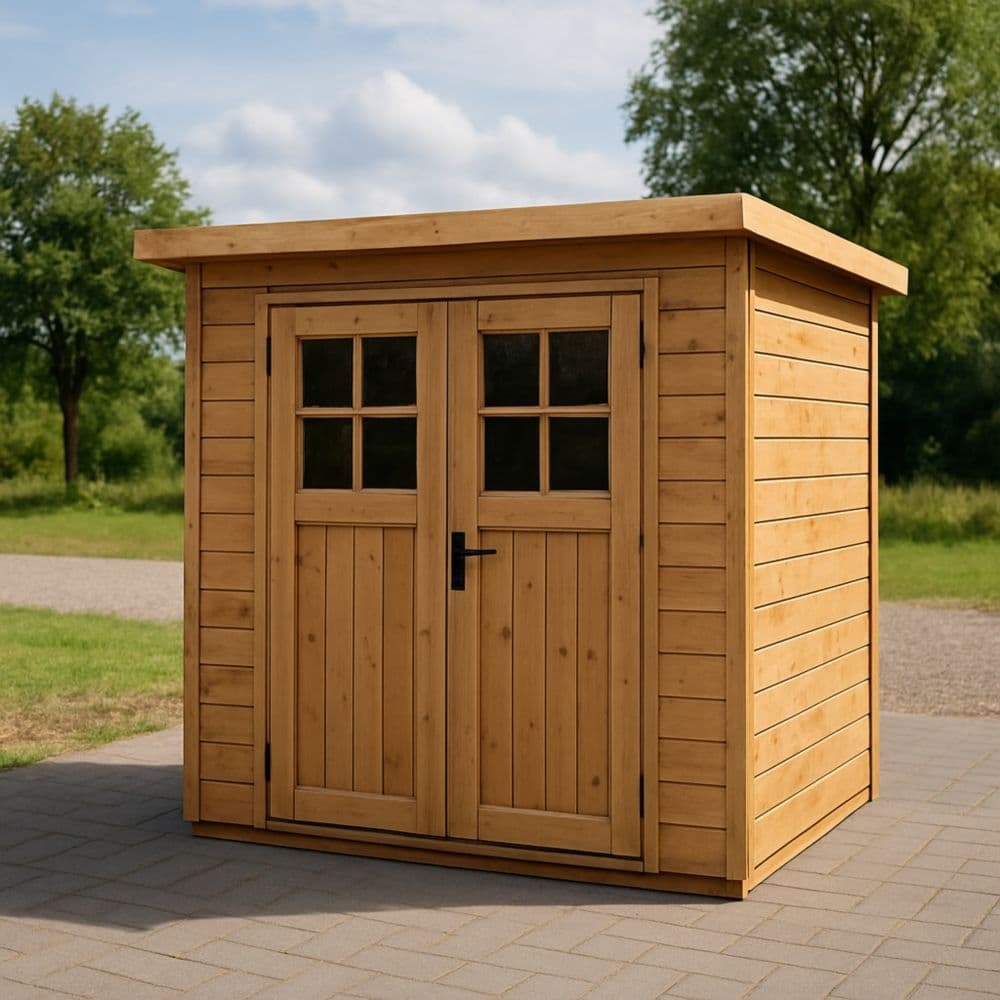 Casetta in Legno di Pino da Giardino 200x150x210cm Porta Doppia-Renolivro