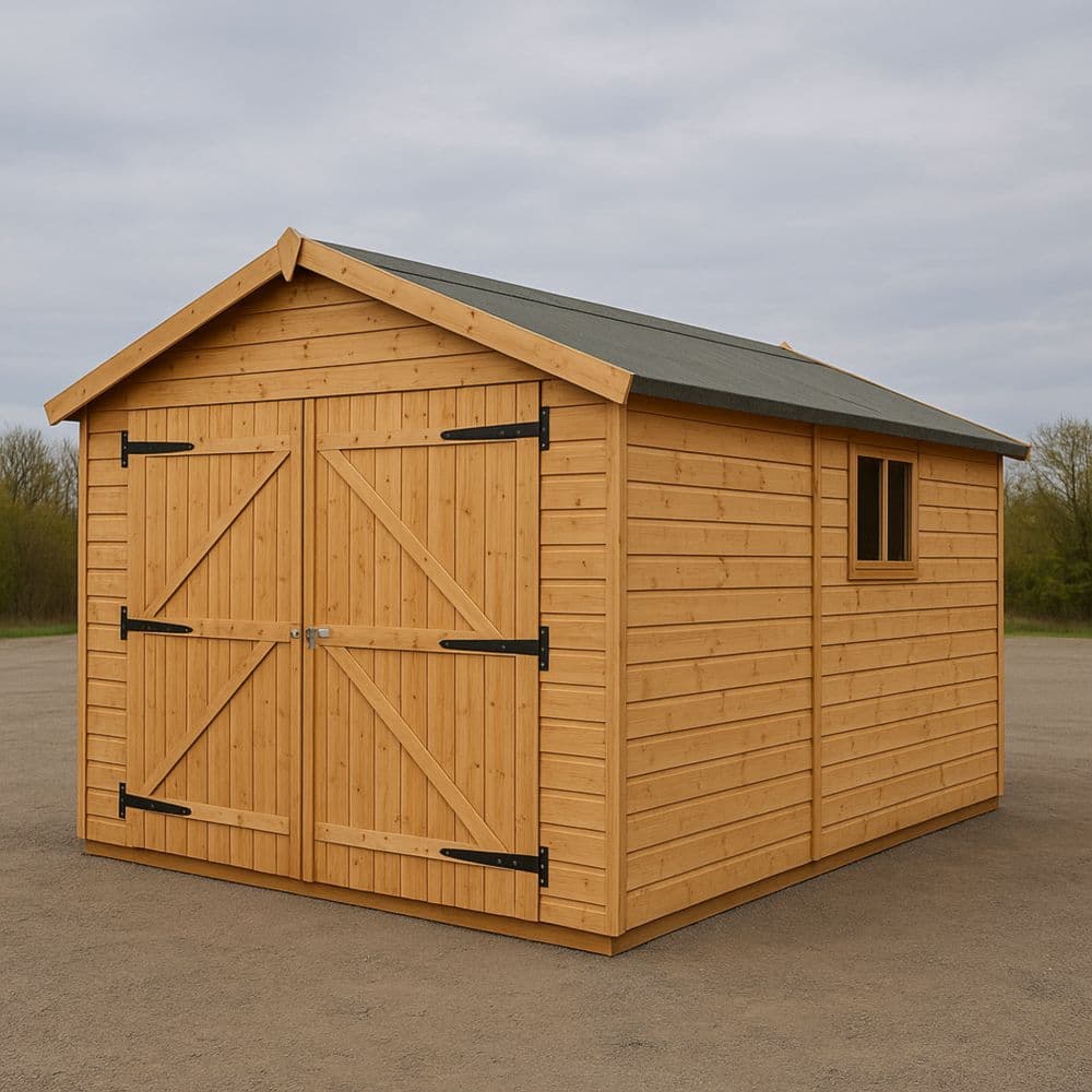 Capanno in Legno per Esterni 4x2m con Porte Doppie e Finestre-Renolivro