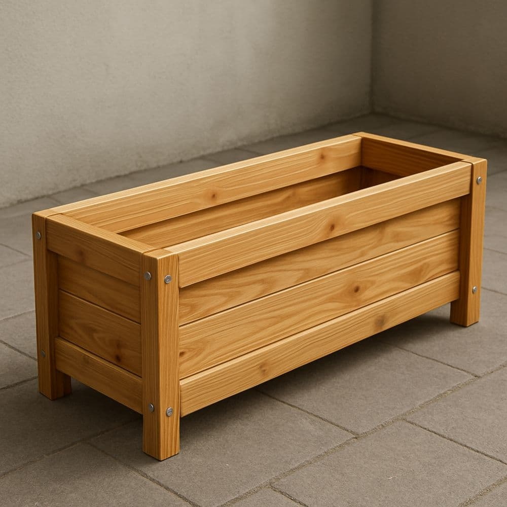 Fioriera rettangolare in legno di pino 80x30x40 cm-Renolivro