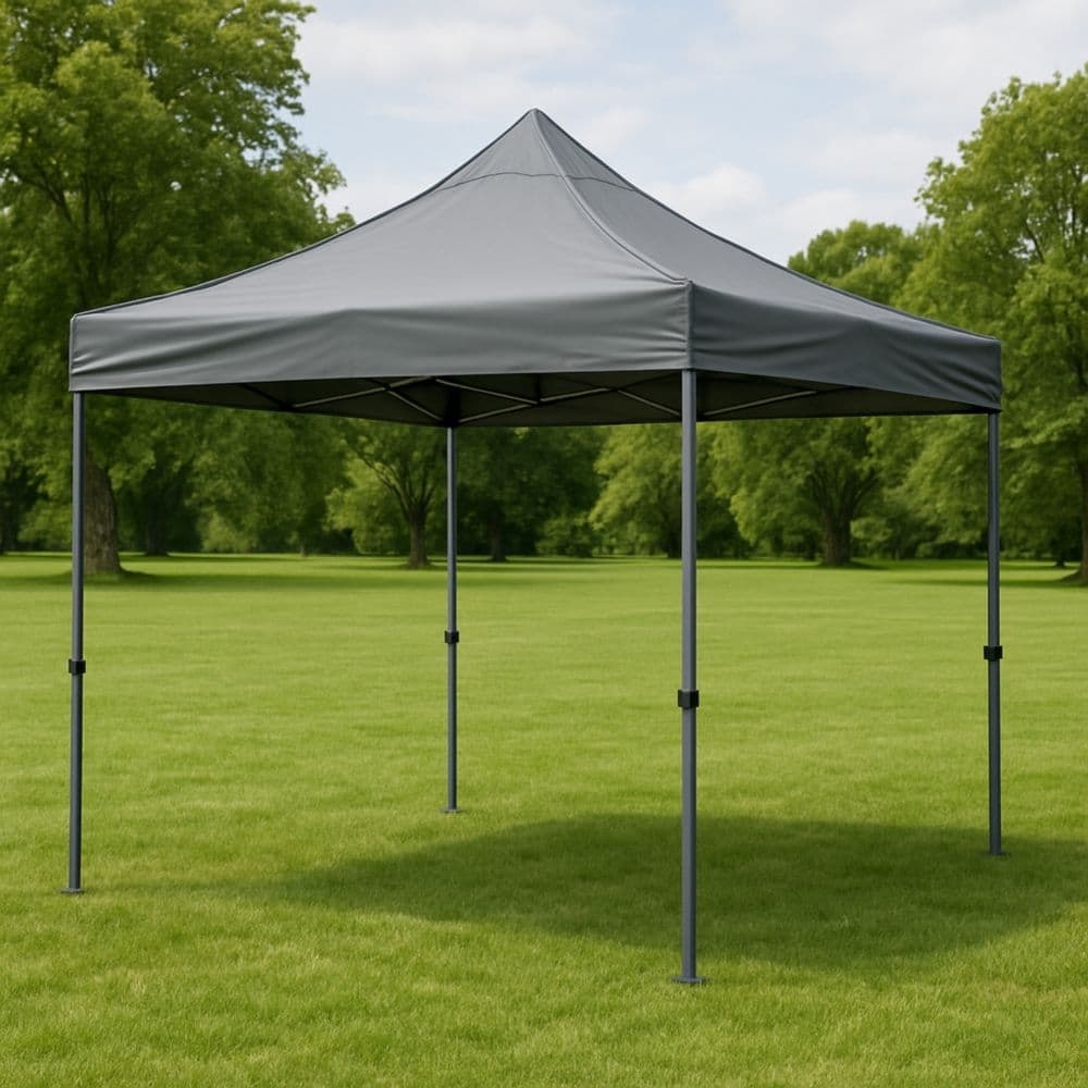 Gazebo da Giardino 3x3m Telaio in Acciaio Telo in Poliestere Grigio-Renolivro