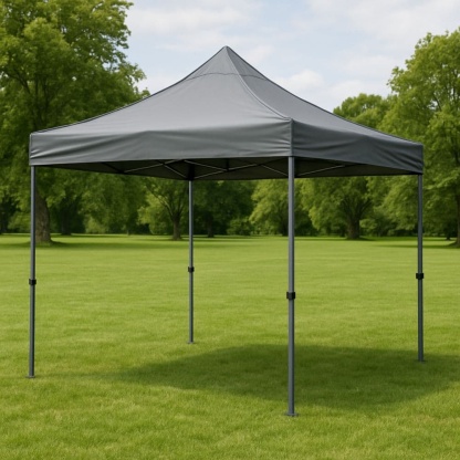 Gazebo da Giardino 3x3m Telaio in Acciaio Telo in Poliestere Grigio-Renolivro