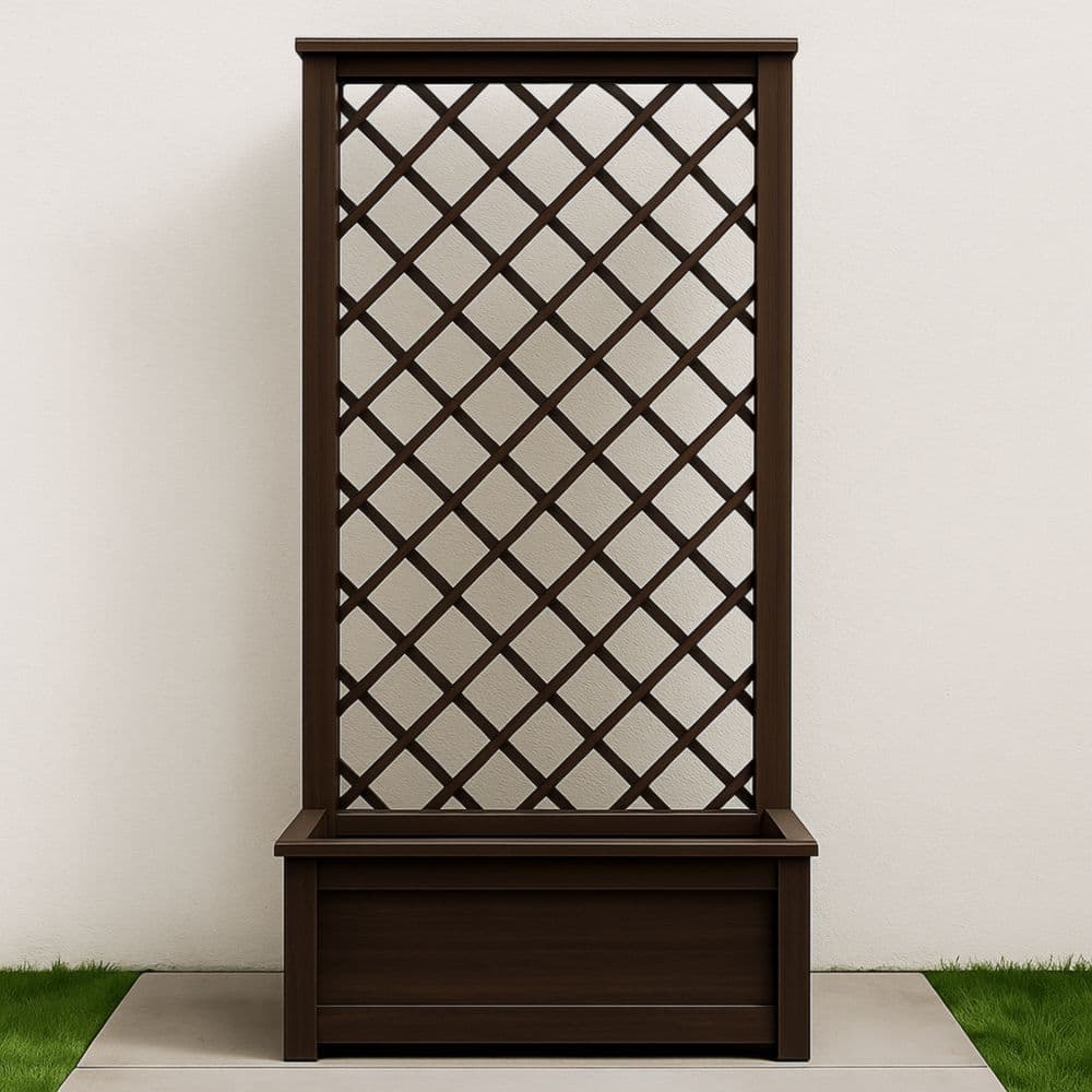 Fioriera con Grigliato in Legno Marrone Dimensioni 100x30x180 cm-Renolivro