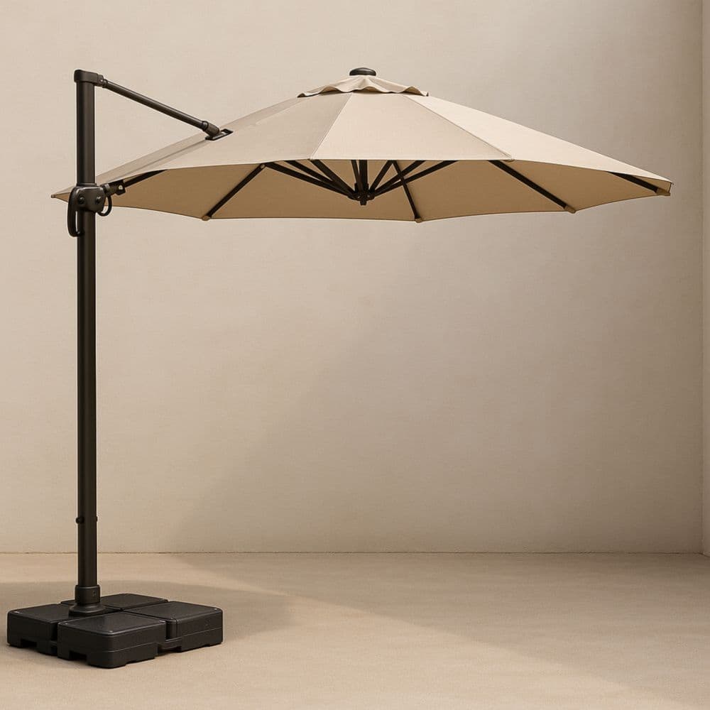 Ombrellone da Giardino Alluminio e Poliestere Beige Diametro 300 cm-Renolivro