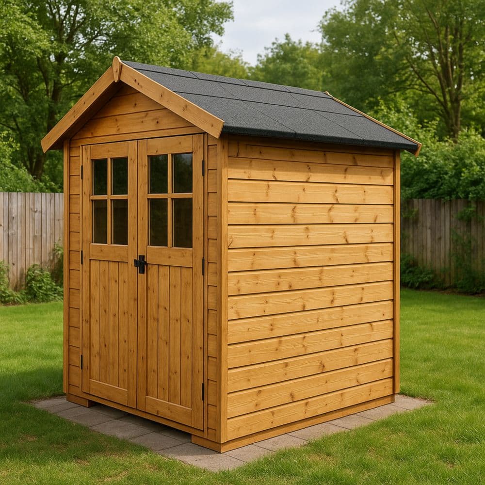 Casetta da Giardino in Legno 200x150x210 cm con Tetto a Doppia Pendenza e Finestre in Vetro-Renolivro