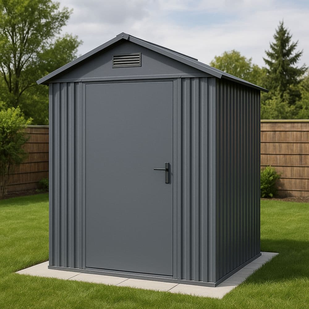 Capanno da Giardino in Acciaio Zincato Grigio 213x127x185 cm-Renolivro