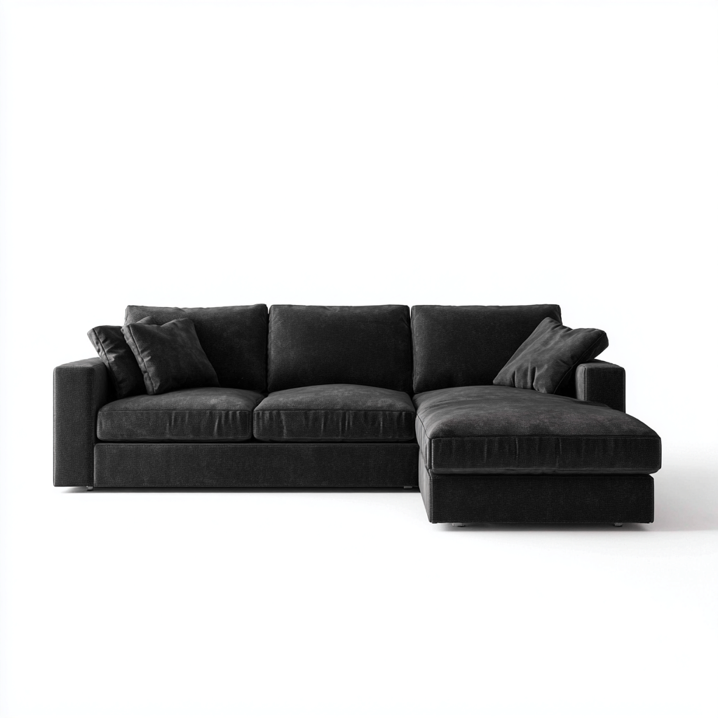 Divano angolare in tessuto 270x165x85 cm - nero-nero - design moderno-Abodeosa