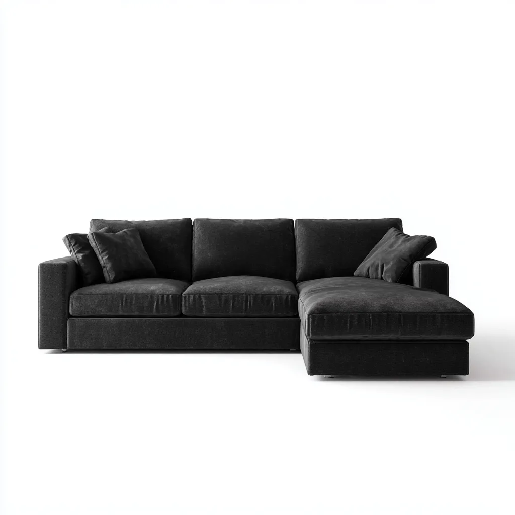 Divano angolare in tessuto 270x165x85 cm - nero-nero - design moderno-Abodeosa