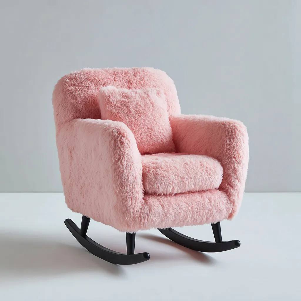 Sedia a dondolo in tessuto peloso 78x80x92 cm - rosa - stile moderno - adatta al soggiorno-Abodeosa