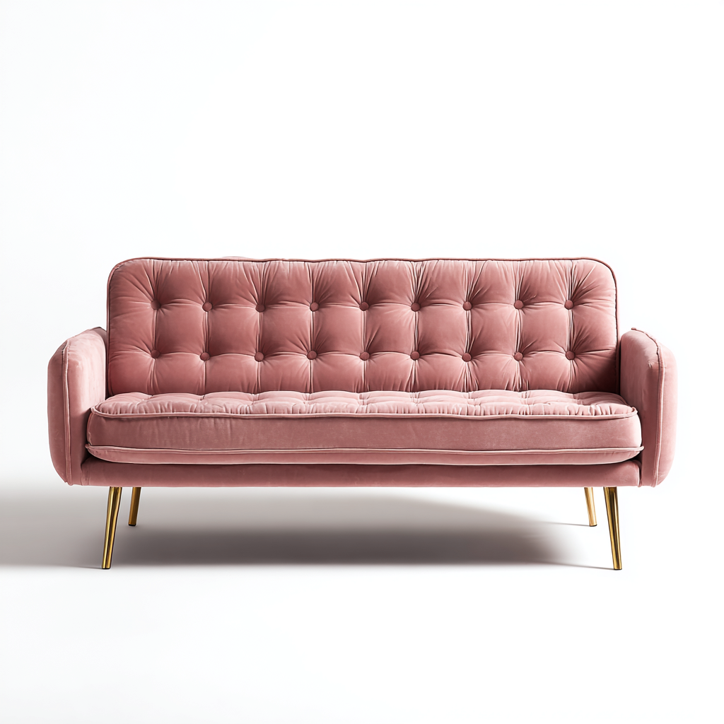 Divano lineare - velluto-metallo - 185x82x86 cm - rosa - design moderno-Abodeosa
