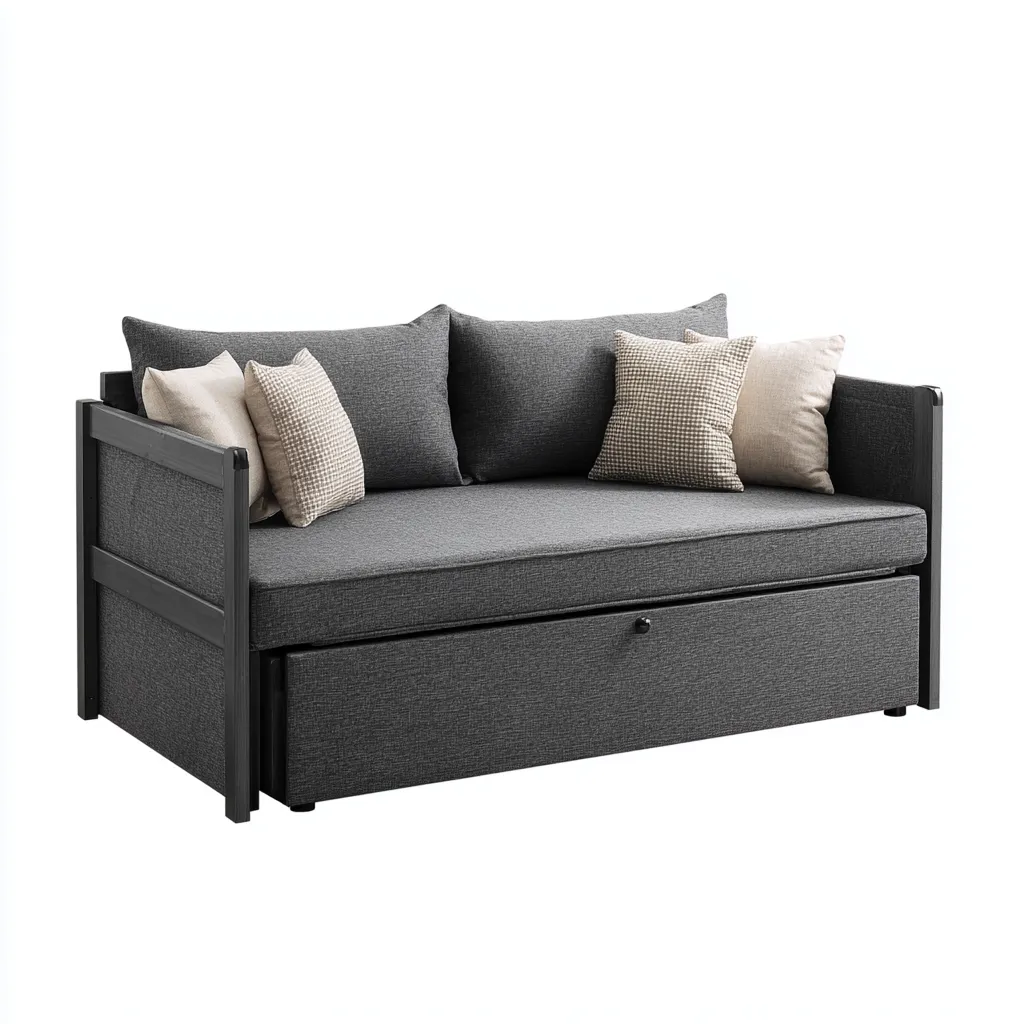 Divano letto in tessuto 200x90x80 cm grigio - adatto al soggiorno - design moderno-Abodeosa