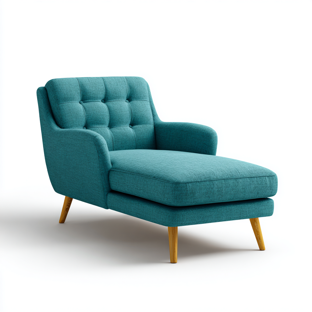 Chaise longue tessuto 165x79x88 cm azzurro-naturale design moderno-Abodeosa