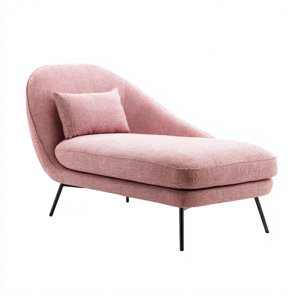 Chaise longue - tessuto-metallo - 160x75x82 cm - rosa - design moderno-Abodeosa