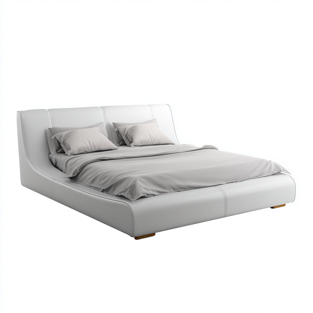 Letto matrimoniale in pelle 220x180x105 cm bianco - adatto al soggiorno - design moderno-Abodeosa