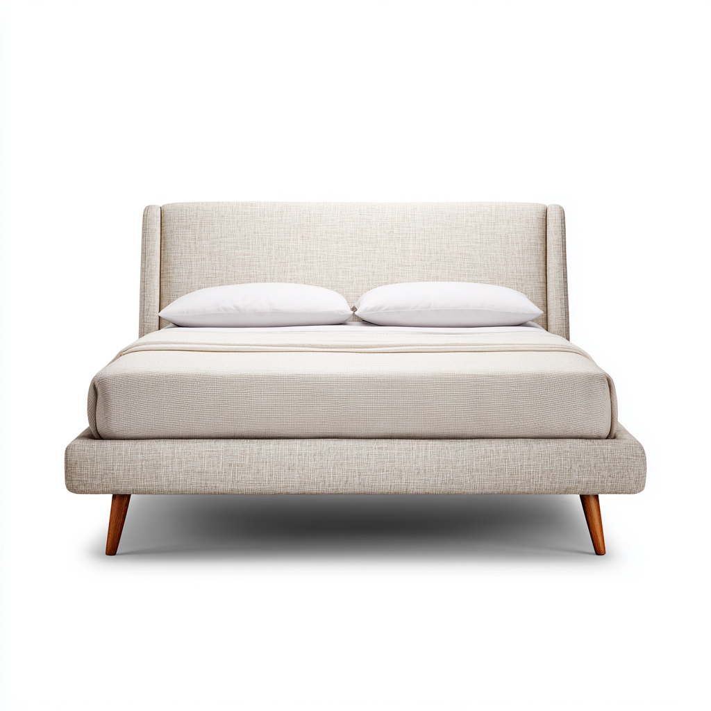 Letto matrimoniale in tessuto 210x170x105 cm beige - adatto al soggiorno - design moderno-Abodeosa