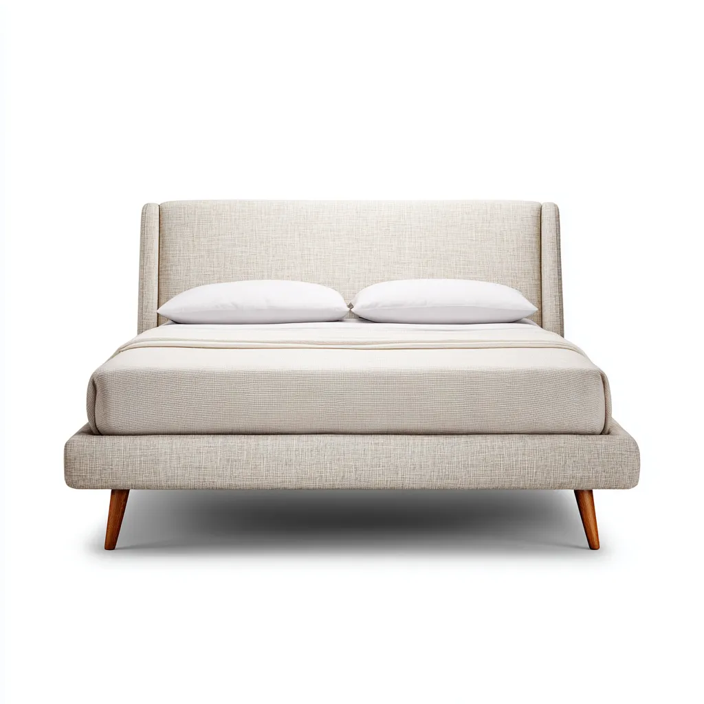 Letto matrimoniale in tessuto 210x170x105 cm beige - adatto al soggiorno - design moderno-Abodeosa