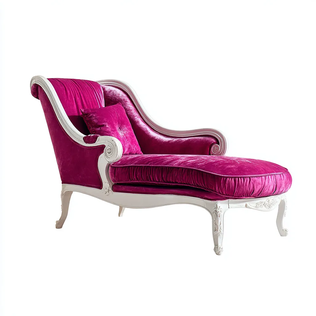 Chaise longue - velluto-legno - 175x78x88 cm - rosa - design classico-Abodeosa